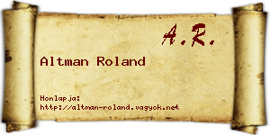Altman Roland névjegykártya